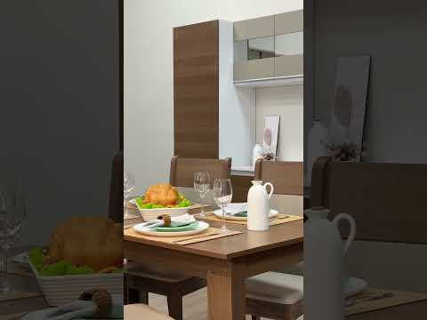 Juego de Comedor Cali Mesa Encimera de Madera con 4 Sillas Marrón/Crema/Beige