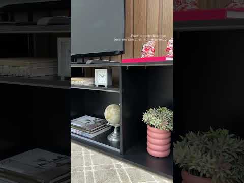 Mueble para TV hasta 65 Pulgadas 180 cm 1 Puerta Negro Cancún Madesa