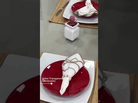 Juego de Comedor Patricia Mesa con Encimera de Vidrio y 6 Sillas Marrón/Crema/Imperial