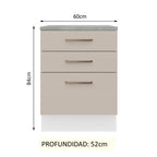 Mueble de Cocina 60 cm 3 Cajones Blanco/Crema Agata Madesa
