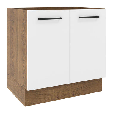 Gabinete Bajo 80 cm 2 Puertas Sin Encimera Marrón/Blanco Agata Madesa