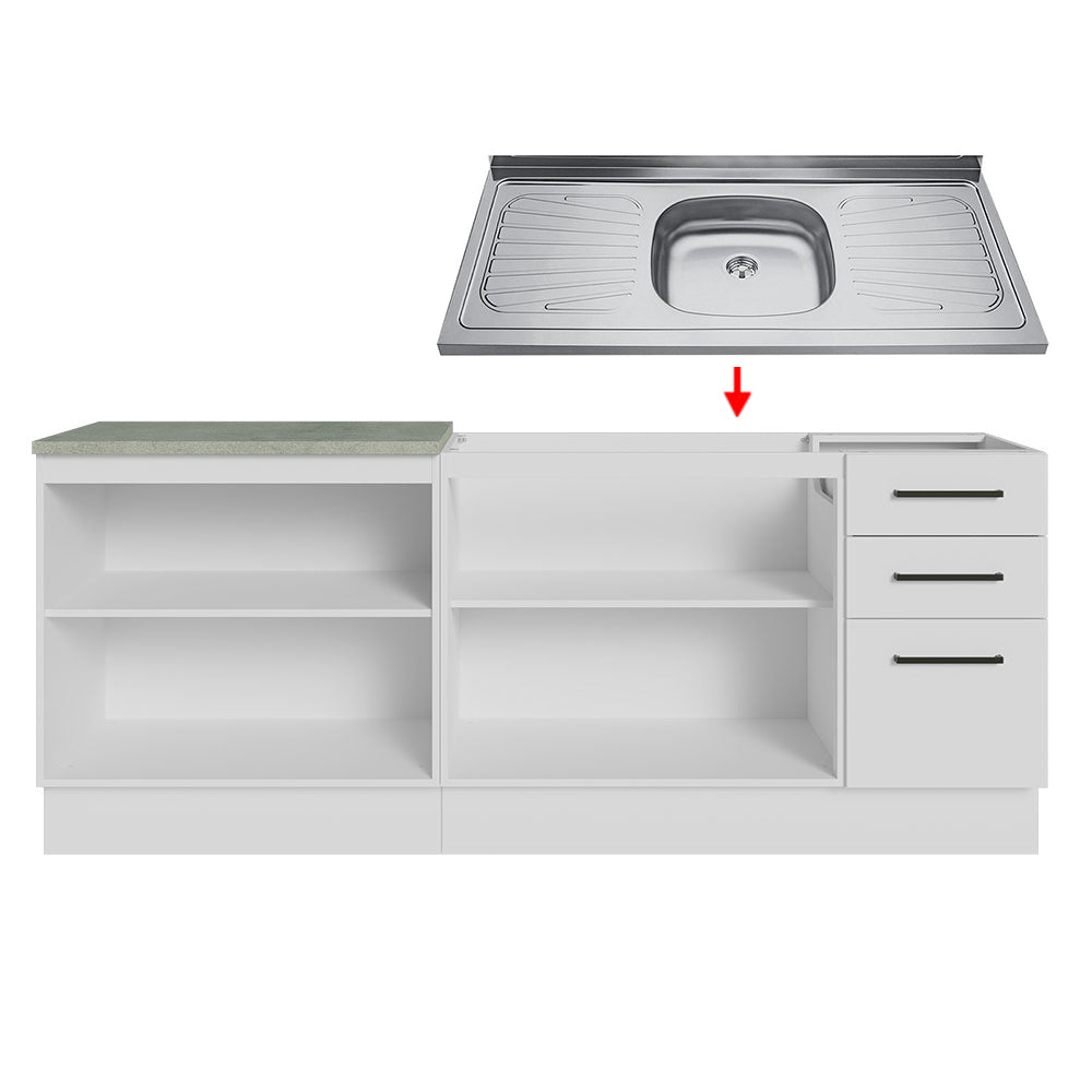 Mueble de Cocina 200cm Con Tarja Agata Blanco