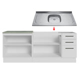 Mueble de Cocina 200cm Con Tarja Agata Blanco