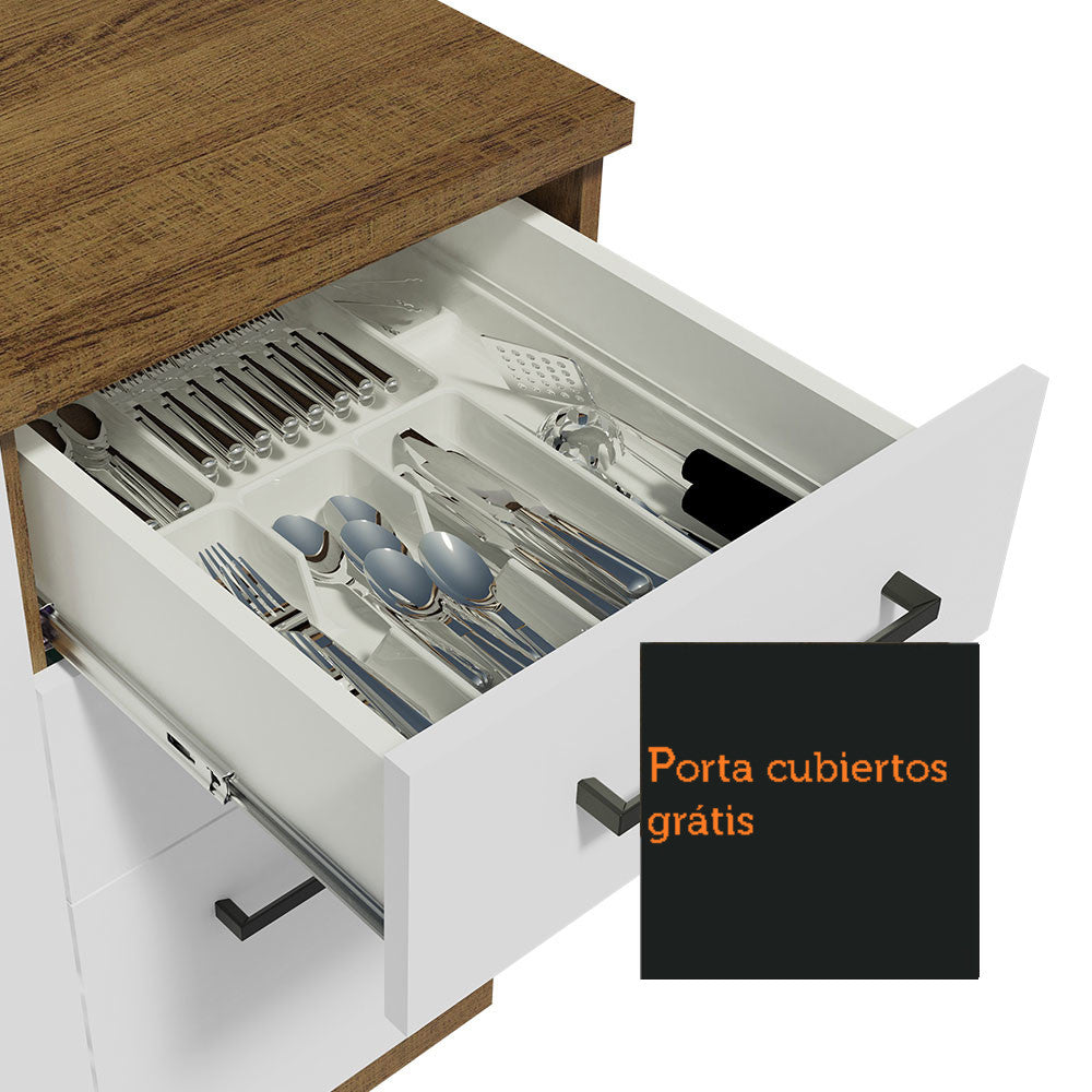 Gabinete Bajo para Fregadero 120 cm 2 Puertas 3 Cajones Marrón/Blanco Agata Madesa