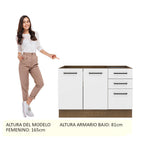 Gabinete Bajo para Fregadero 120 cm 2 Puertas 3 Cajones Marrón/Blanco Agata Madesa