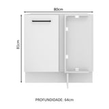 Mueble de Esquina Agata 1 Puerta 60 cm Profundidad (Sin Encimera) Blanco