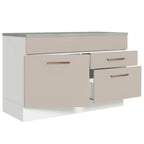 Gabinete Bajo 120 cm 1 Puerta 2 Cajones Blanco/Crema Agata Madesa