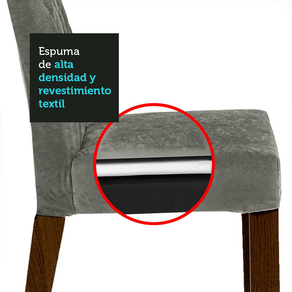 Conjunto de Comedor con Encimera Vidrio 6 Sillas Marrón/Negro/Silver Geórgia Madesa