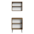 Kit Gabinete Superior y Gabinete Bajo 64 cm 4 Puertas Marrón/Negro Emilly Madesa