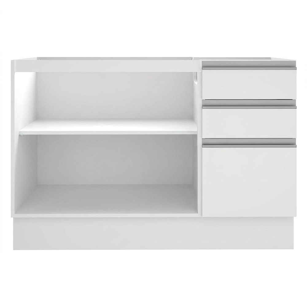 Gabinete Bajo para Fregadero 120 cm 3 Cajones 2 Puertas Glamy Blanco