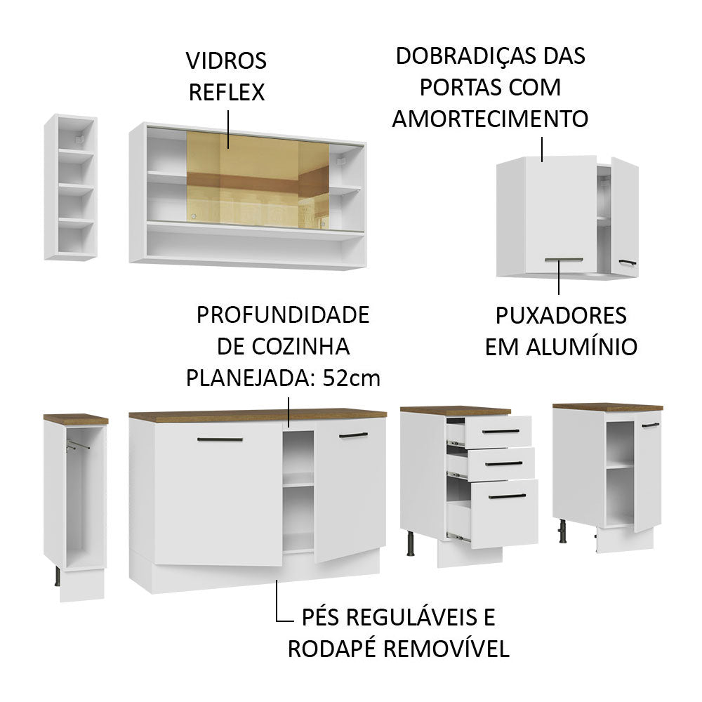 Cocina Integral 220cm Blanco/Marrón 60cm de Profundidad Agata 02