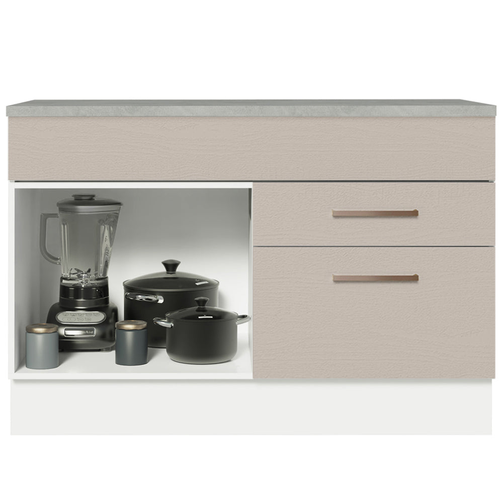 Gabinete Bajo 120 cm 1 Puerta 2 Cajones Blanco/Crema Agata Madesa