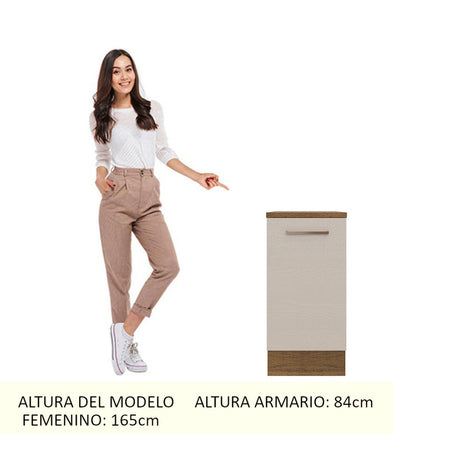 Mueble de Cocina 40 cm 1 Puerta Marrón/Crema Agata Madesa