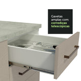 Gabinete de Cocina 120 x 60 cm 2 Puertas y 3 Cajones (Con Encimera) Blanco/Crema Agata