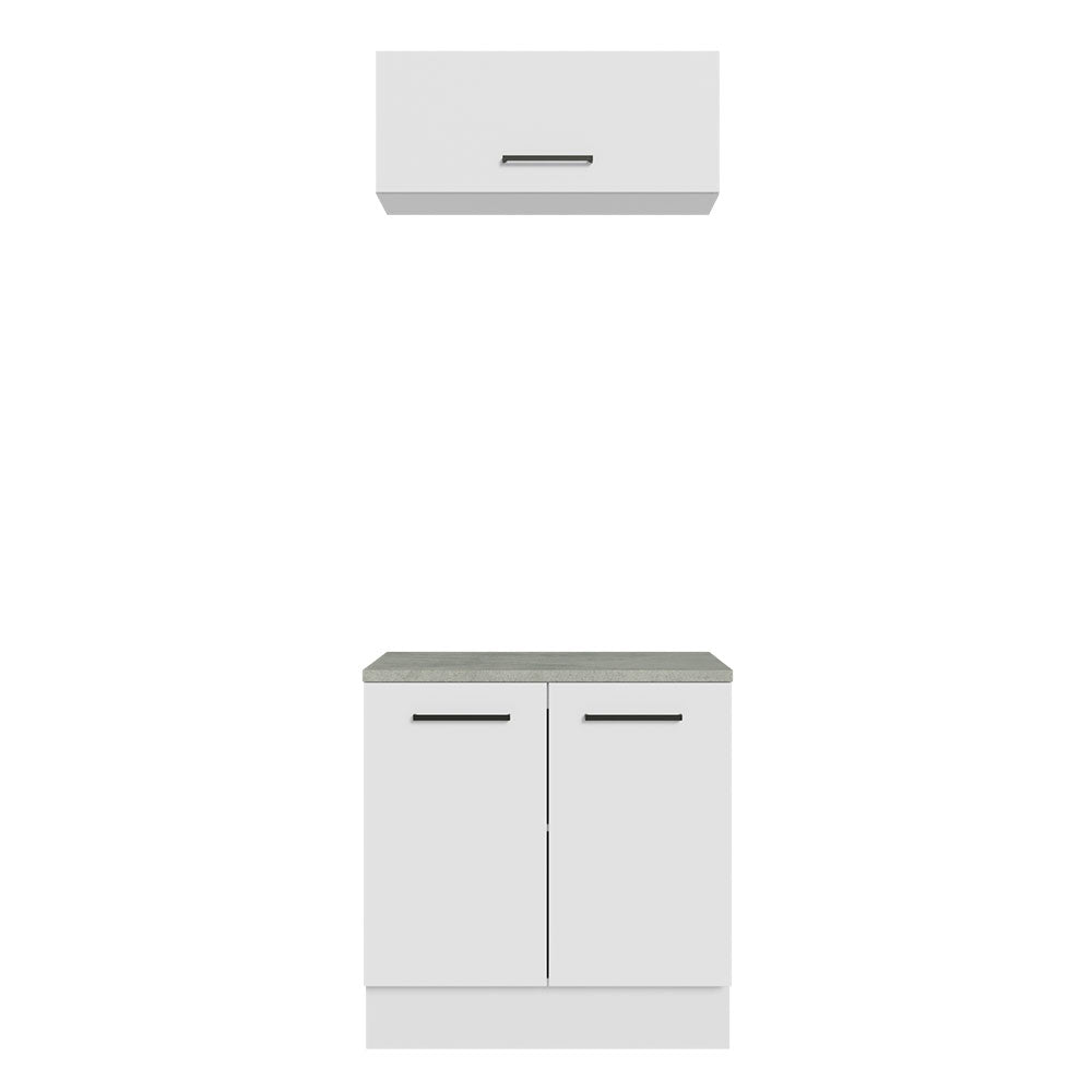 Kit Gabinete Bajo y Gabinete Superior Multiuso 80 cm Blanco Agata Madesa