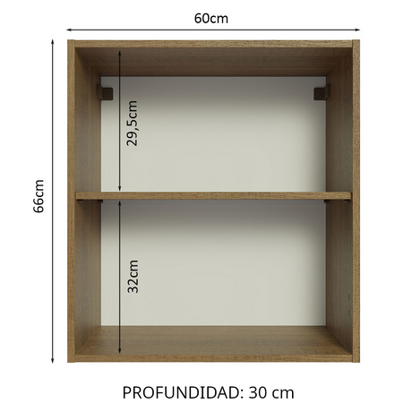 Gabinete Superior 60 cm con 2 Nichos Abiertos Marrón