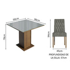 Conjunto de Comedor con Encimera Vidrio 4 Sillas Marrón/Gris/Silver Anaju Madesa