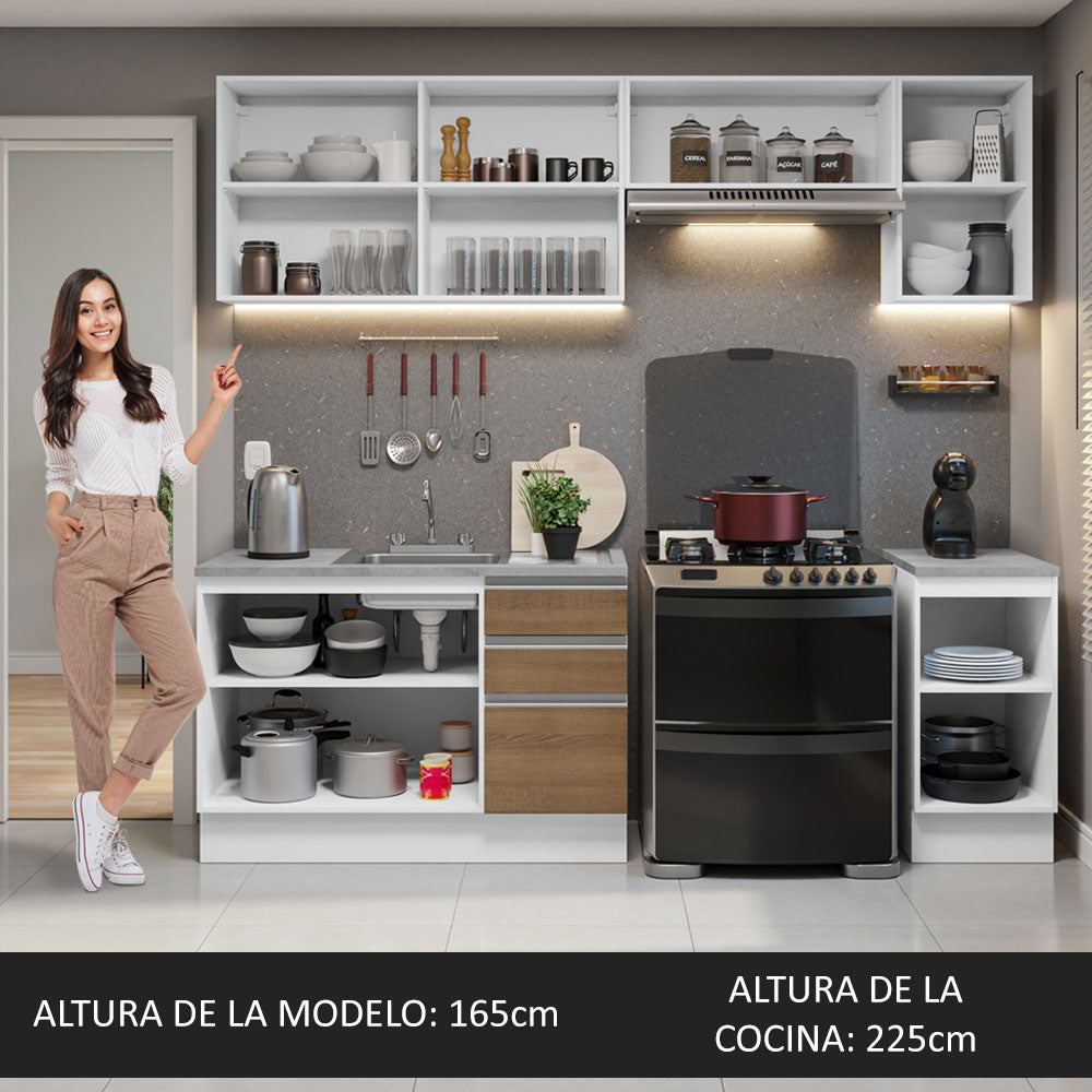 Cocina Integral con Accesorios 240cm Glamy Blanco/Marrón