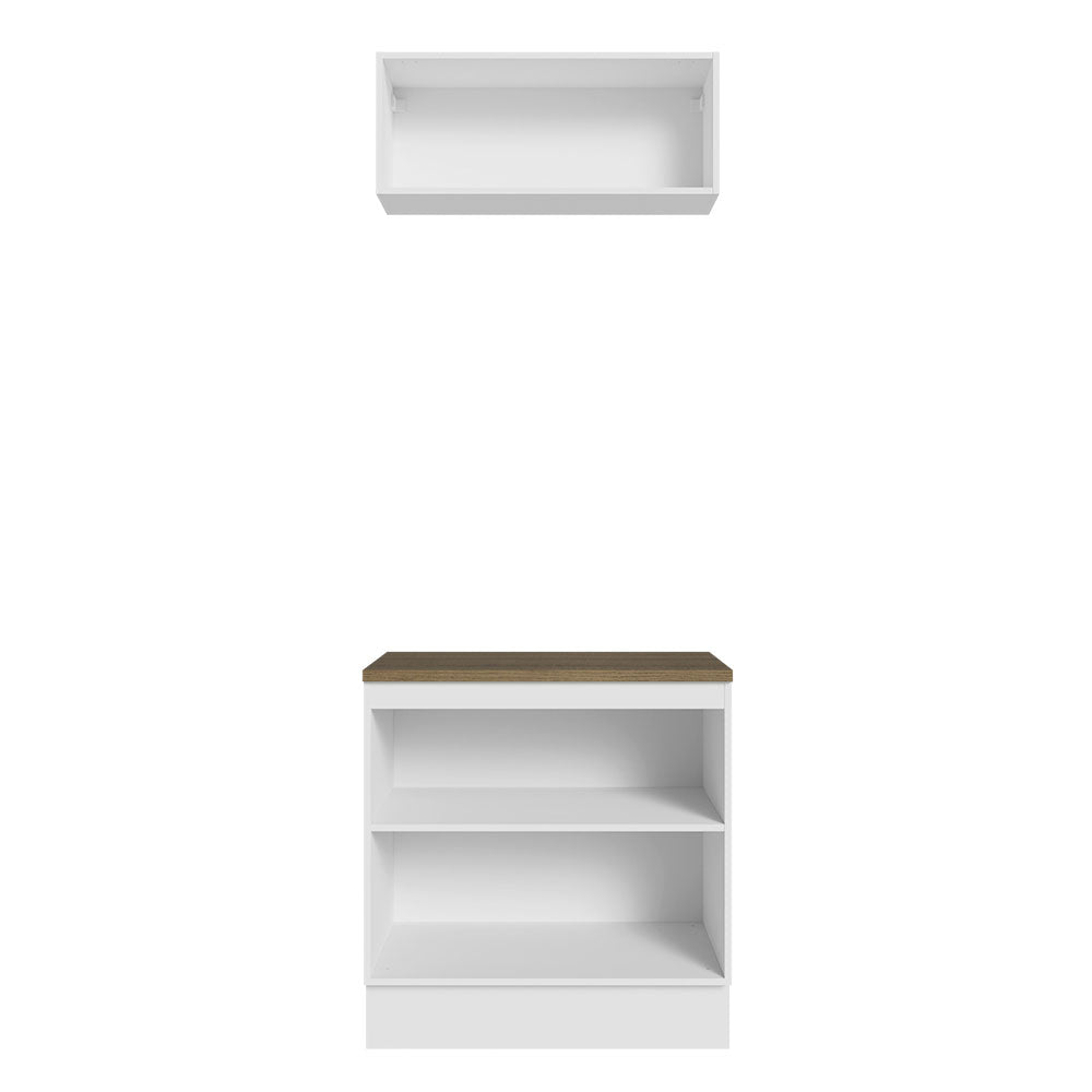 Kit Gabinete Bajo y Gabinete Superior Multiuso 80 cm Blanco/Marrón Agata Madesa