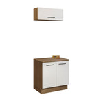 Kit Gabinete Bajo y Gabinete Superior Multiuso 80 cm Marrón/Blanco Agata Madesa