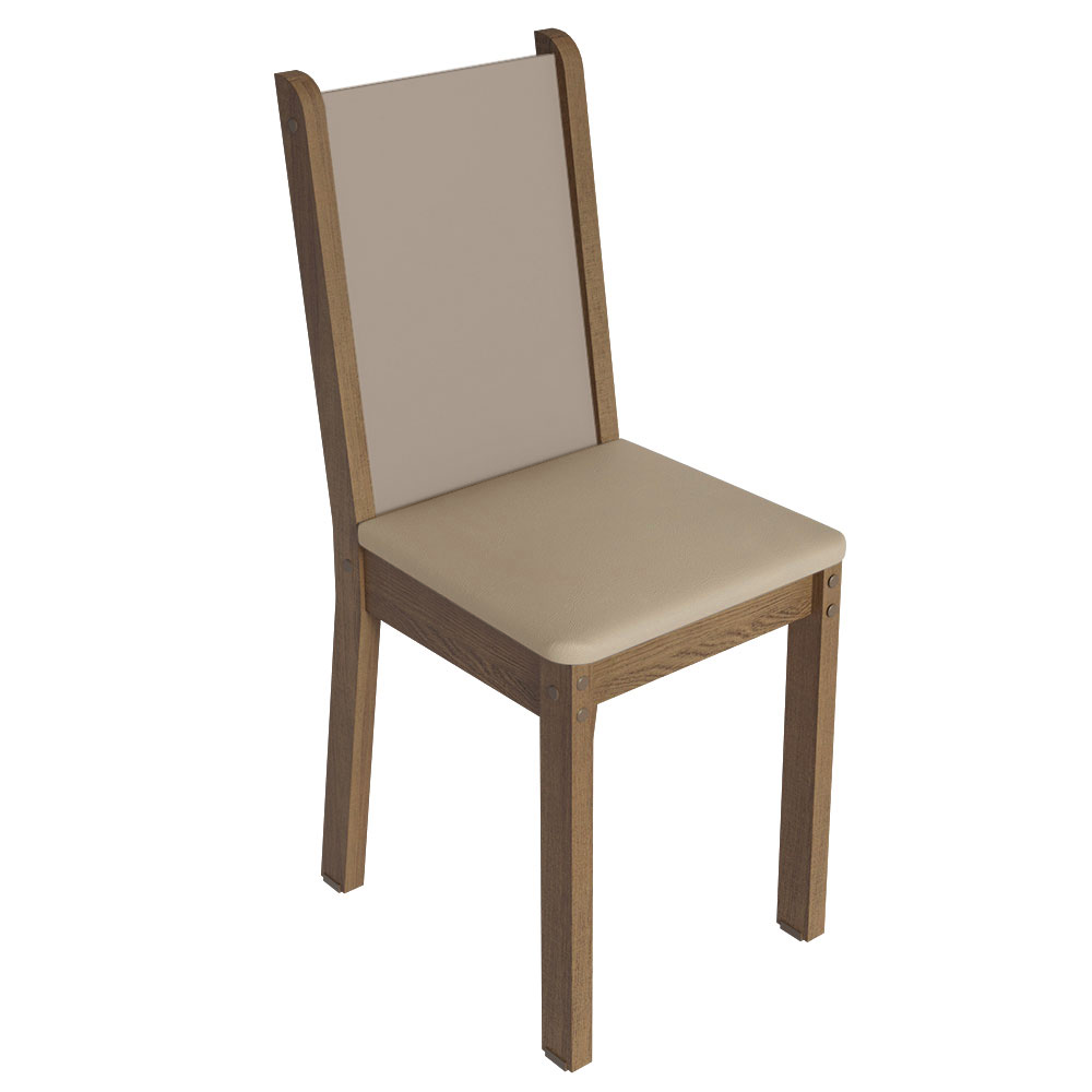 Juego de Comedor con Mesa de Madera y 4 Sillas Marrón/Crema con Tapizado en Tela Sintética Beige Madesa Bea