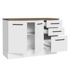 Gabinete Bajo Multiuso 120 cm 2 Puertas 3 Cajones Blanco/Marrón Madesa