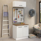 Kit Gabinete Bajo y Gabinete Superior Multiuso 80 cm Blanco/Marrón Agata Madesa