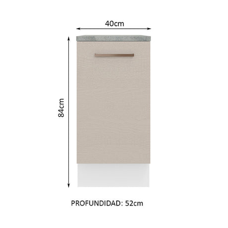 Mueble de Cocina 40 cm 1 Puerta Blanco/Crema Agata Madesa