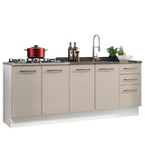 Mueble de Cocina 200cm Con Tarja Agata Blanco/Crema