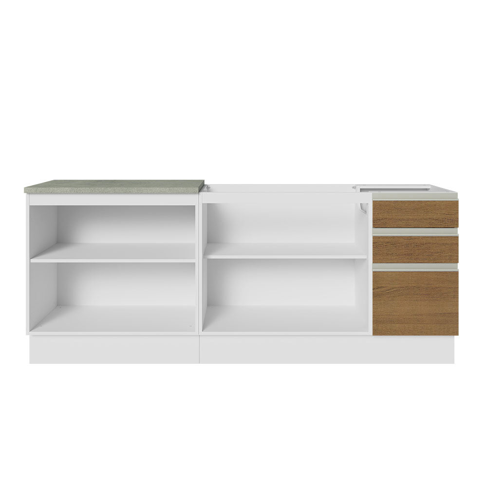 Mueble de Cocina 200cm Con Tarja Glamy Blanco/Marrón