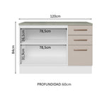Gabinete Bajo Multiuso 120 cm 2 Puertas 3 Cajones Blanco/Crema Madesa