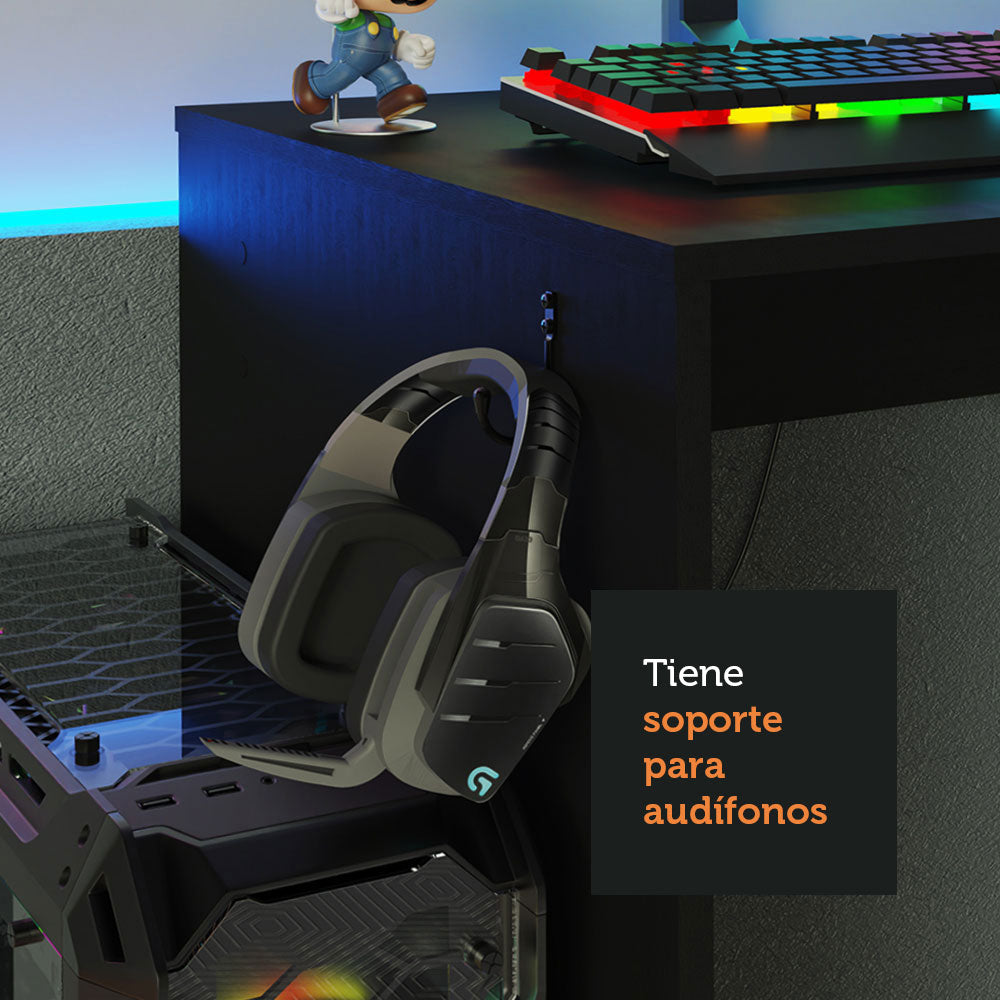 Escritorio Gamer 114 cm Negro Madesa