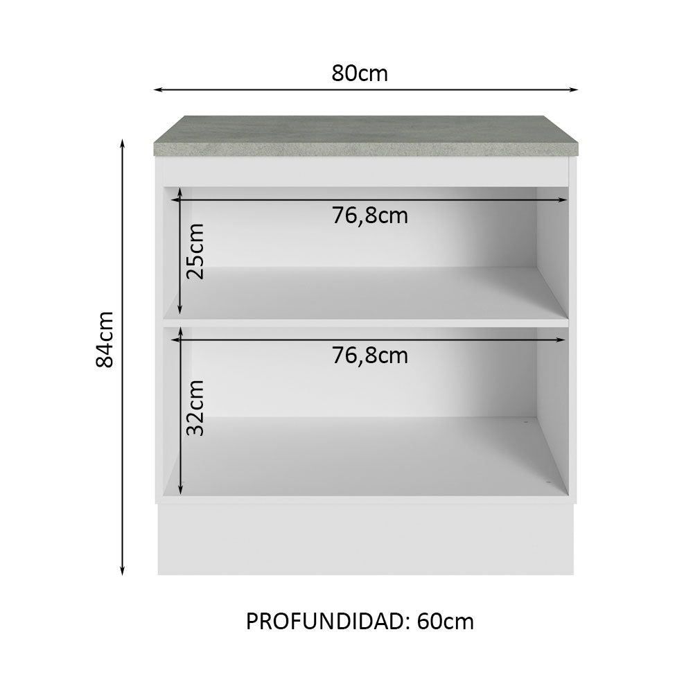 Gabinete Bajo Multiuso 80 cm 2 Puertas Blanco/Crema Madesa