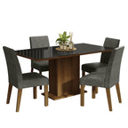 Conjunto de Comedor con Encimera Vidrio 4 Sillas Marrón/Negro/Silver Avril Madesa