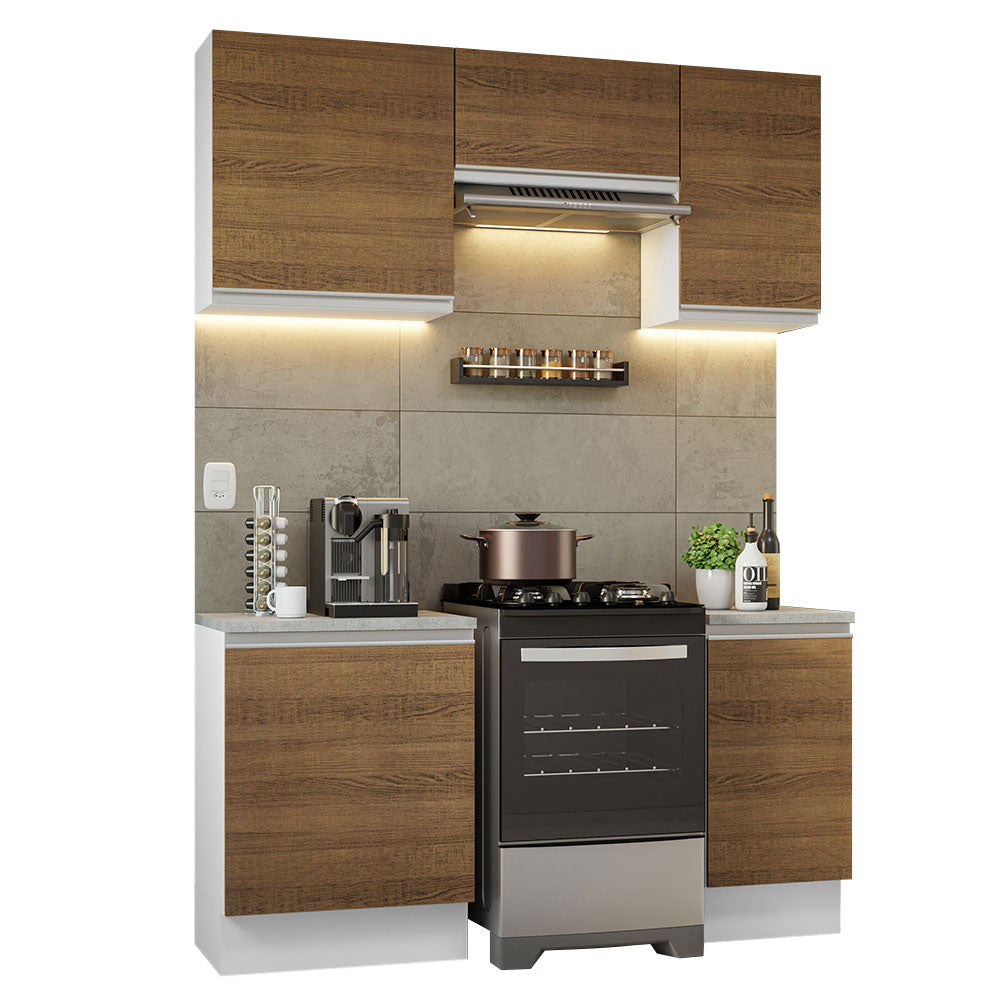 Cocina Compacta 160cm Blanco/Marrón Glamy Madesa 07