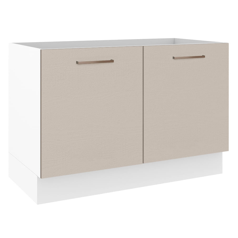 Gabinete Bajo 120 cm 2 Puertas Sin Encimera Blanco/Crema Agata Madesa