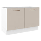Gabinete Bajo 120 cm 2 Puertas Sin Encimera Blanco/Crema Agata Madesa