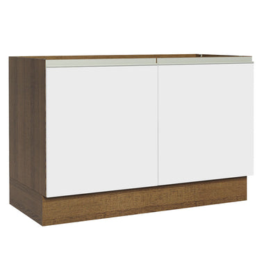 Gabinete Bajo 120 cm 2 Puertas Sin Encimera Marrón/Blanco Glamy Madesa