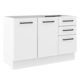 Mueble de Cocina para Fregadero 120 x 60 cm 2 Puertas y 3 Cajones (Sin Encimera) Blanco Agata