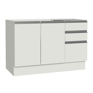 Gabinete Bajo 120 cm 2 Puertas 3 Cajones Sin Encimera Blanco Glamy Madesa