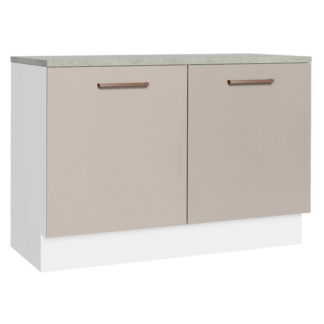 Mueble de Cocina para Fregadero 120 cm 2 Puertas (con Tablero) Blanco/Crema Agata Madesa