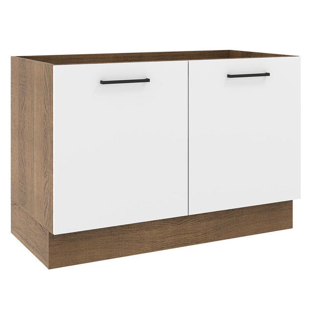 Mueble de Cocina para Fregadero Madesa Agata 120 cm 2 Puertas Marrón/Blanco