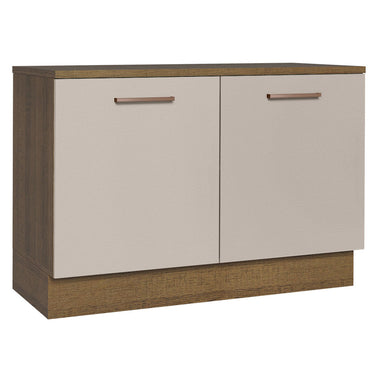 Mueble de Cocina para Fregadero 120 cm 2 Puertas (con Encimera) Marrón/Crema Agata