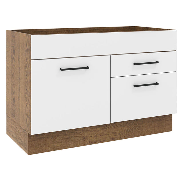 Mueble de Cocina para Fregadero Madesa Agata 1 Puerta y 2 Cajones Marrón/Blanco