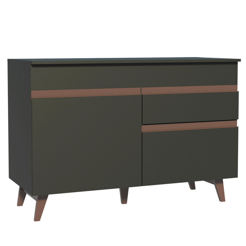 Gabinete Bajo para Fregadero 120 cm 2 Puertas 1 Cajón Negro Reims Madesa