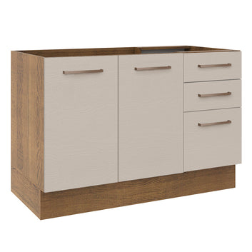 Gabinete Bajo para Fregadero 120 cm 2 Puertas 3 Cajones Marrón/Crema Agata Madesa