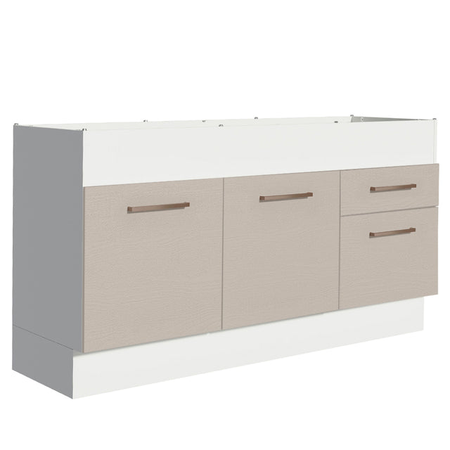 Mueble de Cocina Para Fregadero 150 cm 2 Puertas y 2 Cajones (Sin Tablero Ni Fregadero) Blanco/Crema Agata Madesa