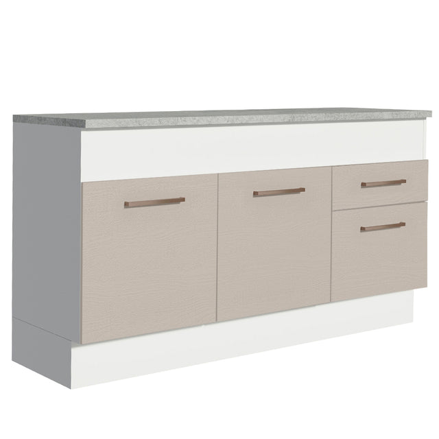 Mueble de Cocina Para Fregadero 150 cm 2 Puertas y 2 Cajones (Con Tablero) Blanco/Crema Agata Madesa