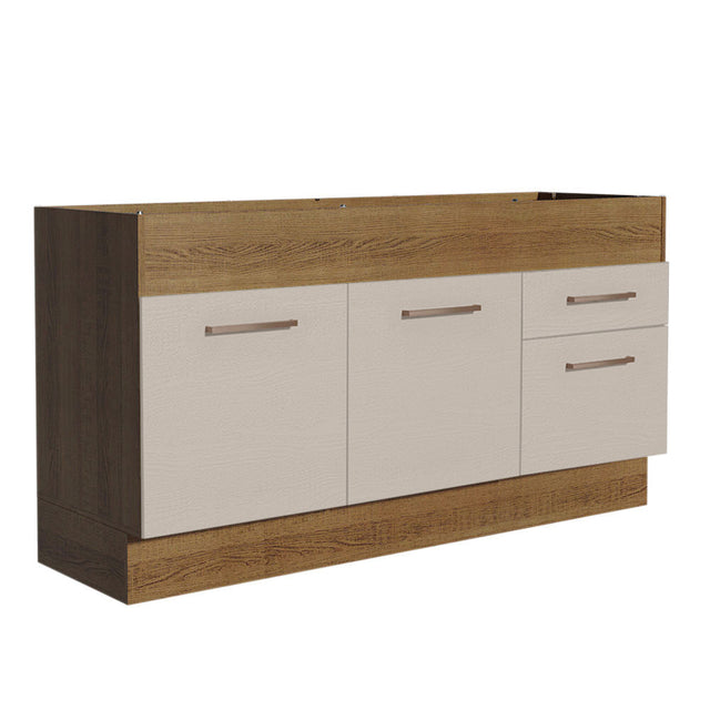 Mueble de Cocina Para Fregadero 150 cm 2 Puertas y 2 Cajones (Sin Tablero Ni Fregadero) Marrón/Crema Agata Madesa