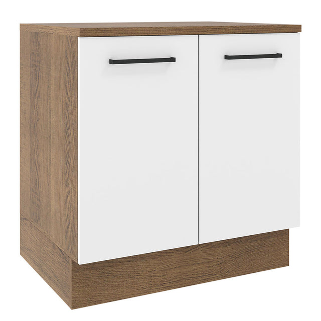 Mueble de Cocina Madesa Agata 80 cm 2 Puertas Marron/Blanco